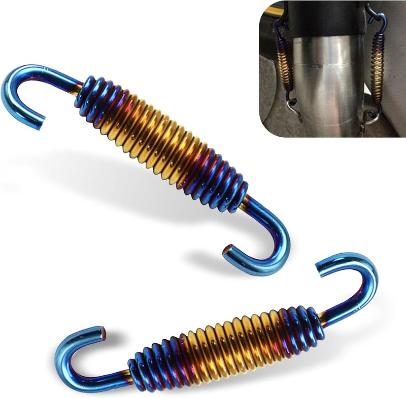 waswale Motorcycle Exhaust Muffler Spring, 40 mm-60 mm Extended Range Stainless Steel Spring Hooks Exhaust Reinforced Spring Hook, Universal for Riding Motorcycles, Scooters, ATVs (Multicolored Blue) - Image 1